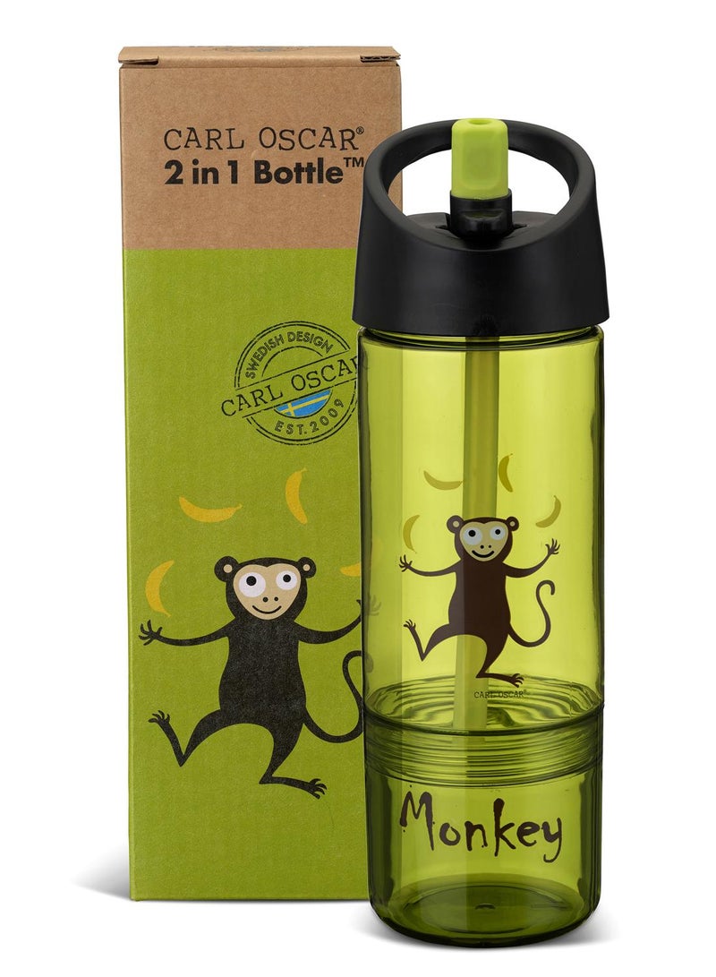Carl Oscar Sweden Water Bottle 2 In 1, 0.3L Bottle + 0.15L Snack Jar - Lime - Image 2