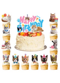 FRUITFUL PARTY 25pcs Cat Cake Toppers Set, 24pcs Cat Cupcake Toppers Kitten Theme Cupcake Topper + 1pcs Cat Birthday Cake Topper Cat Cake Decorations for Cat Birthday Decorations  - Image 1