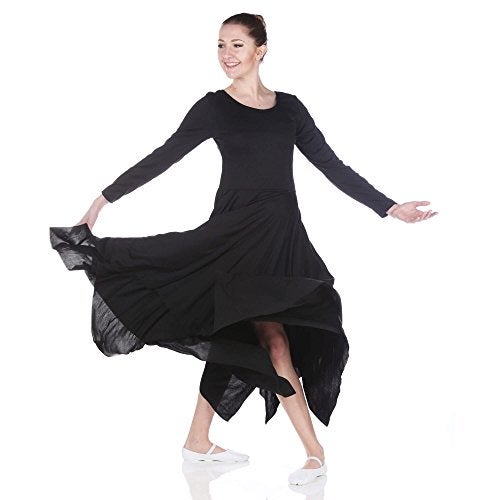 Danzcue Womens Celebration of Spirit Long Sleeve Dance Dress (S-M, Black) - Image 2