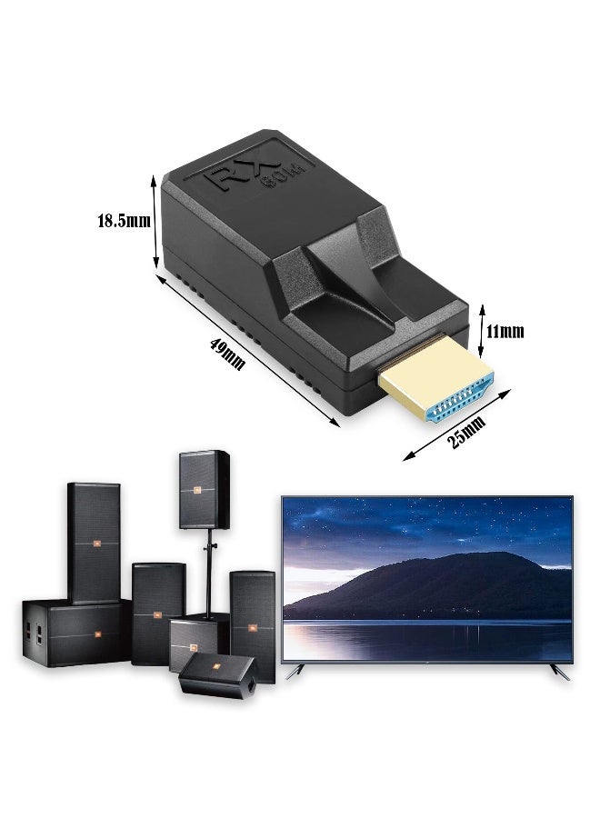 HDMI to RJ45 1080P HDMI to RJ45 Cable Extender Converter, with Type C Charging Cable, up to 60m Extender Included Transmitter & Receiver for Computers, Laptops, Set-Top Boxes, Projectors, Etc - Image 2