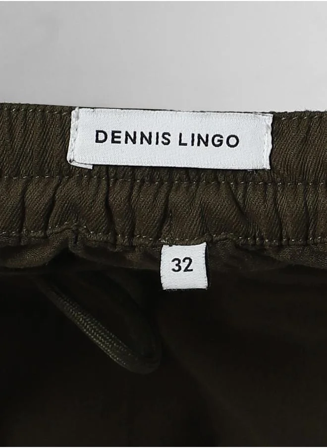 Dennis Lingo Dark Olive Tapered Fit Chinos for Men - Cotton Lycra, Full Length, Button & Zip, Mid Rise, Casual