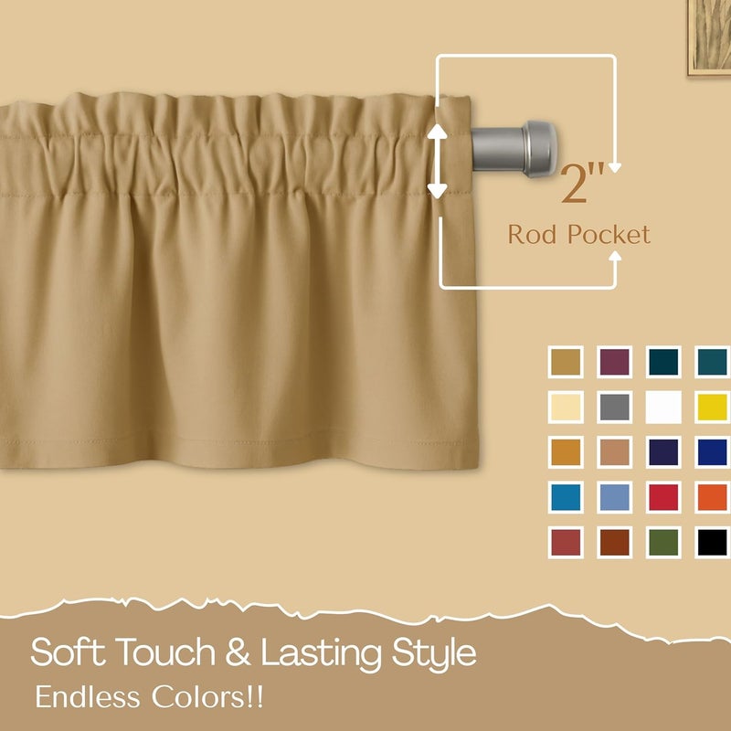 Native Fab 3 Pieces Window Curtain Tiers 26"x36" and Valance 54"x18" Set - Rod Pocket - Semi Sheer - Farmhouse Curtain for Kitchen, Cafe, Bathroom, Living Room - Beige - Image 5