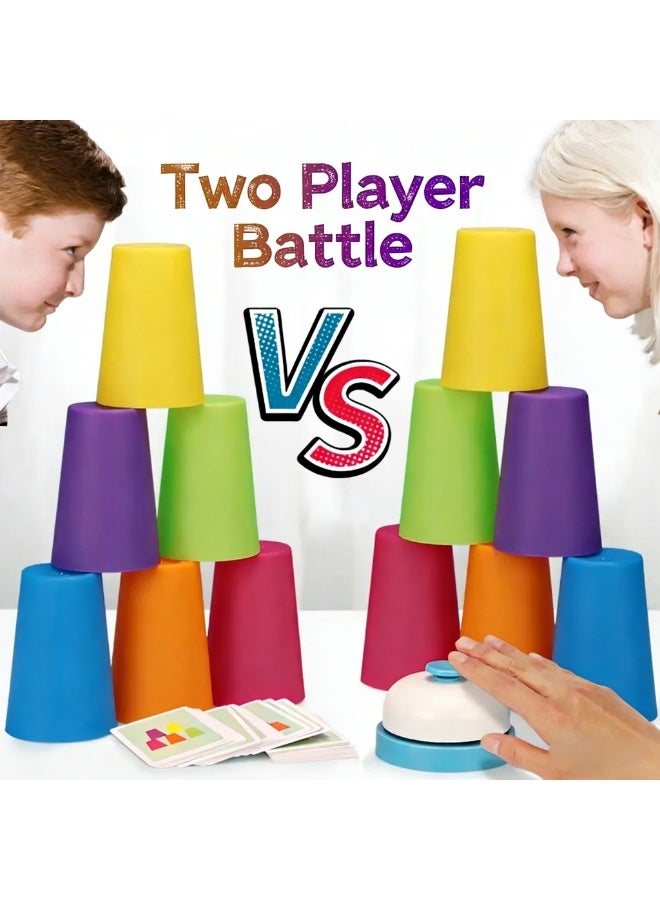 2-Player Stacking Cup Racing Game | Fast-Paced Color Matching Party Toy for Kids 3+ - Image 3
