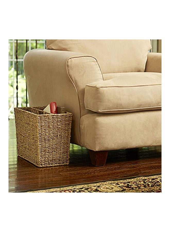 Household Essentials Wicker Magazine Rack, Handwoven Seagrass, Strong Metal Wire Frame, Built-In Handle and Divider, Lightweight, Contemporary, Great for Puzzle Books, Mail and More, Natural - Image 2