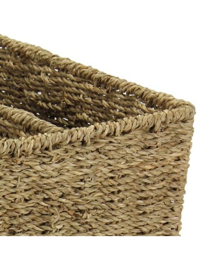 Household Essentials Wicker Magazine Rack, Handwoven Seagrass, Strong Metal Wire Frame, Built-In Handle and Divider, Lightweight, Contemporary, Great for Puzzle Books, Mail and More, Natural - Image 3