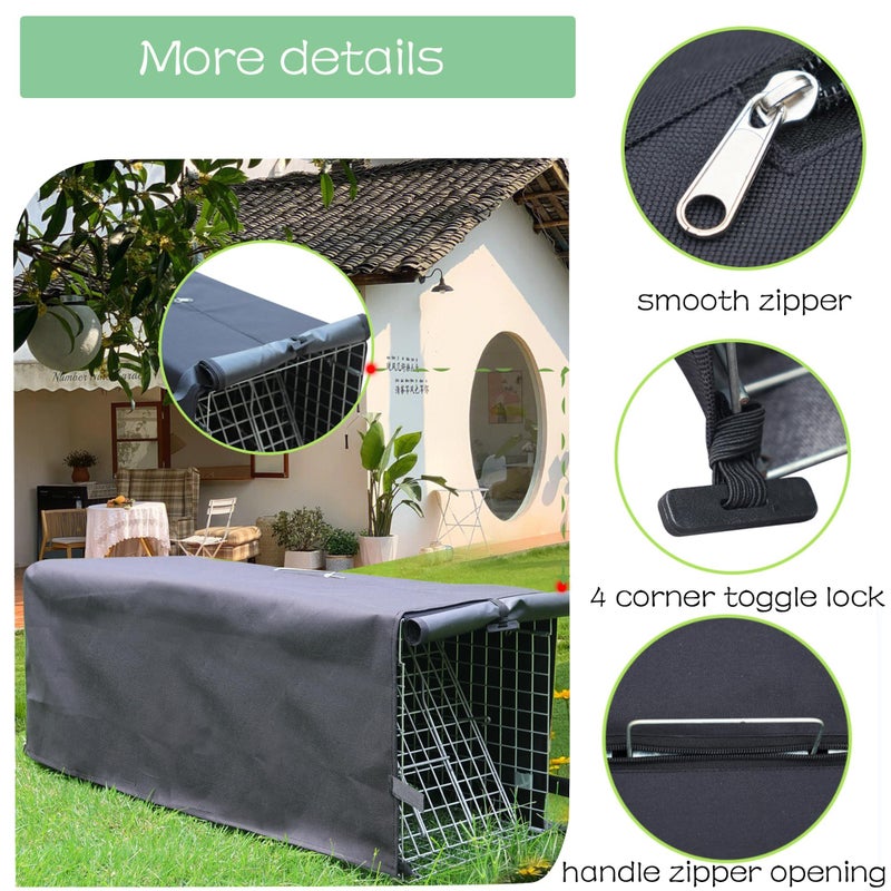 Rockever Live Animal Trap Cage with Cover, Cat Trap for Stray Cats 32 Inch Heavy Duty Folding Skunk Traps with Real Door for Raccoons, Opossums, Groundhogs, Skunks, Feral Cats, Squirrels-(32 x 10 x 12 inches) - Image 2