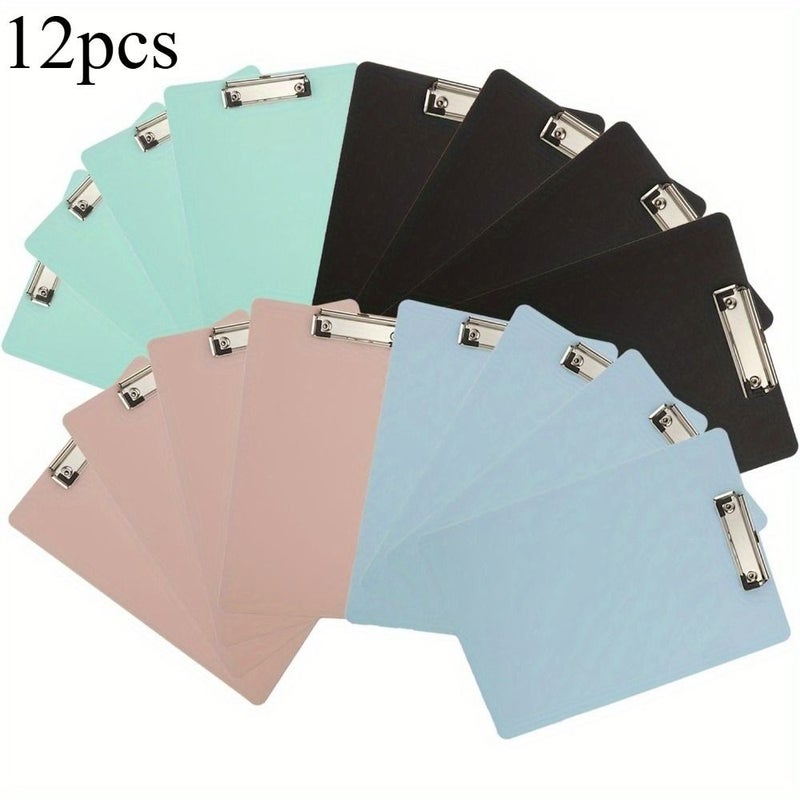 Plastic Clipboards A4 Pack of 12 Colored with Low Profile Clamp - Image 1