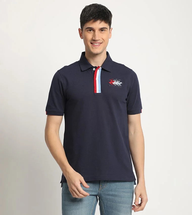 Logo Embroidered Contrast Trim Polo T-Shirt