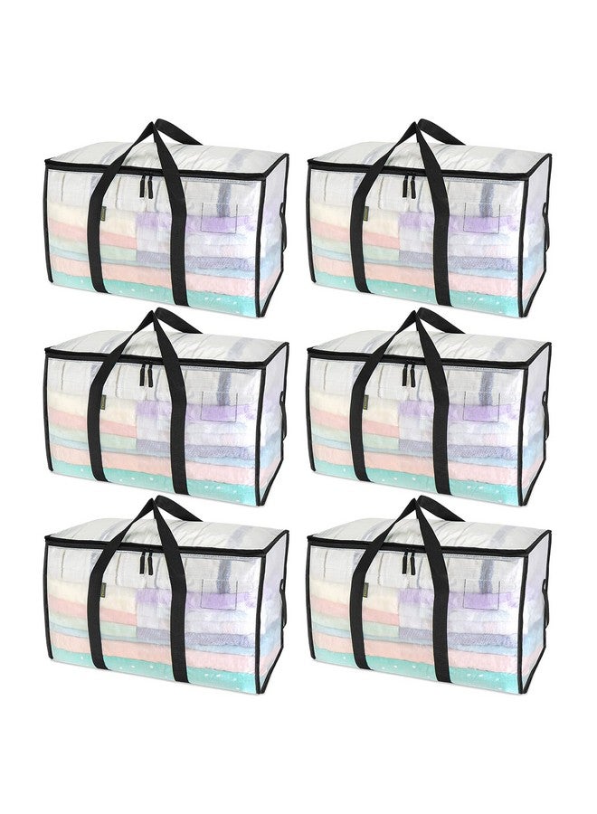 Baleine BALEINE 6-Pack Oversized Moving Bags with Reinforced Handles, Heavy-Duty Storage Tote for Clothes, Moving Supplies (Clear, 6-Pack)  - Image 1