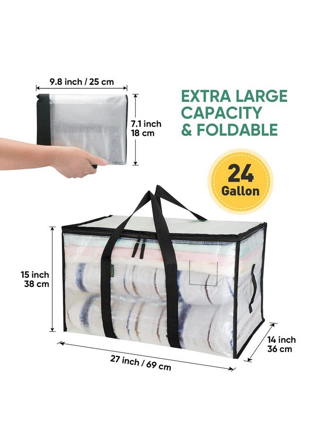Baleine BALEINE 6-Pack Oversized Moving Bags with Reinforced Handles, Heavy-Duty Storage Tote for Clothes, Moving Supplies (Clear, 6-Pack)  - Image 2