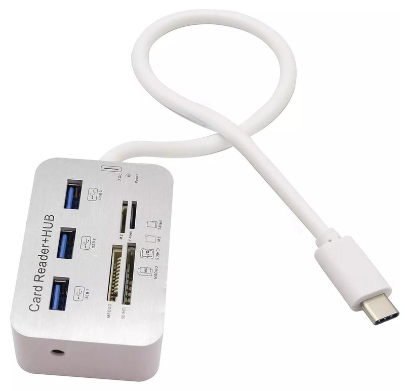 USB Type C 3.0/3.1 Card Reade Adapter Type-c to 3 Port USB 3.0 Hub with Card Reader MSDUO SD(HC) M2 TF(Flash) Multi-in-1 Memory Adapter Cable(Type-c) - Image 1