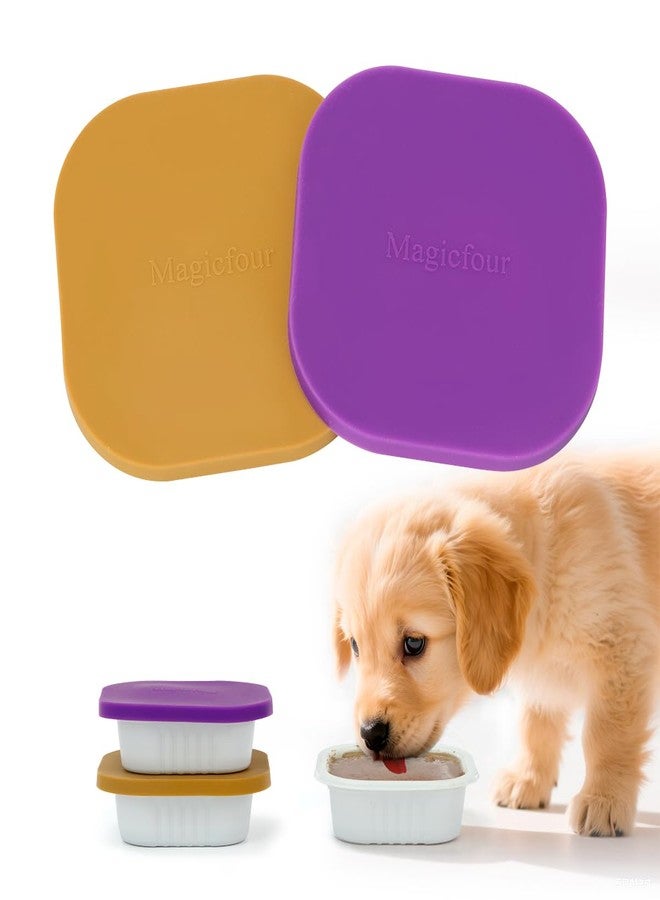 Magicfour Dog Food Can Cover Lid for Cesar, 2 Pcs Square Sealer Fresh Saver Silicon Top Cap for Small Dog Pet Wet Food Can - Image 1