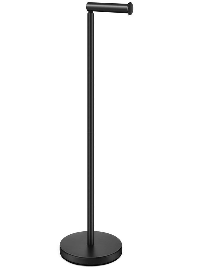 DAWNER 24" Black Toilet Paper Holder Free Standing, Stainless Steel Rustproof Toilet Paper Stand with Storage, Stable Heavy Weighted Flat Base for Apartment, Bathroom, Kitchen, Matte Black Finish - Image 1