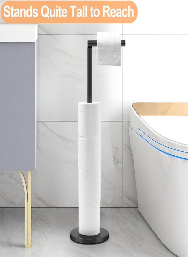 DAWNER 24" Black Toilet Paper Holder Free Standing, Stainless Steel Rustproof Toilet Paper Stand with Storage, Stable Heavy Weighted Flat Base for Apartment, Bathroom, Kitchen, Matte Black Finish - Image 3