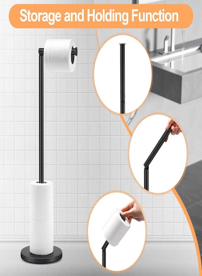 DAWNER 24" Black Toilet Paper Holder Free Standing, Stainless Steel Rustproof Toilet Paper Stand with Storage, Stable Heavy Weighted Flat Base for Apartment, Bathroom, Kitchen, Matte Black Finish - Image 4