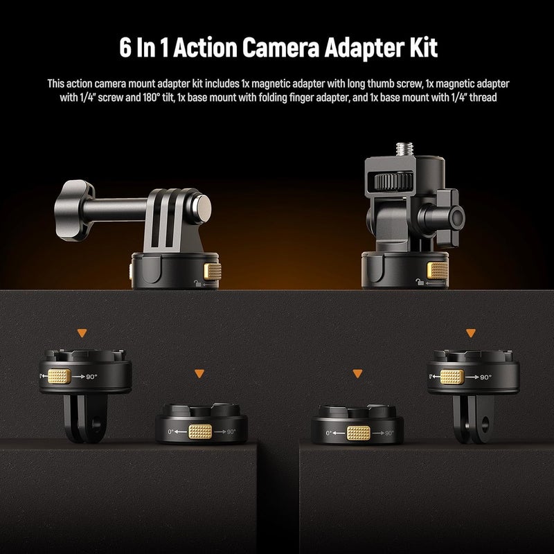 6 in 1 Action Camera Mount Kit with Magnetic Quick Release for POV Shots - Image 2