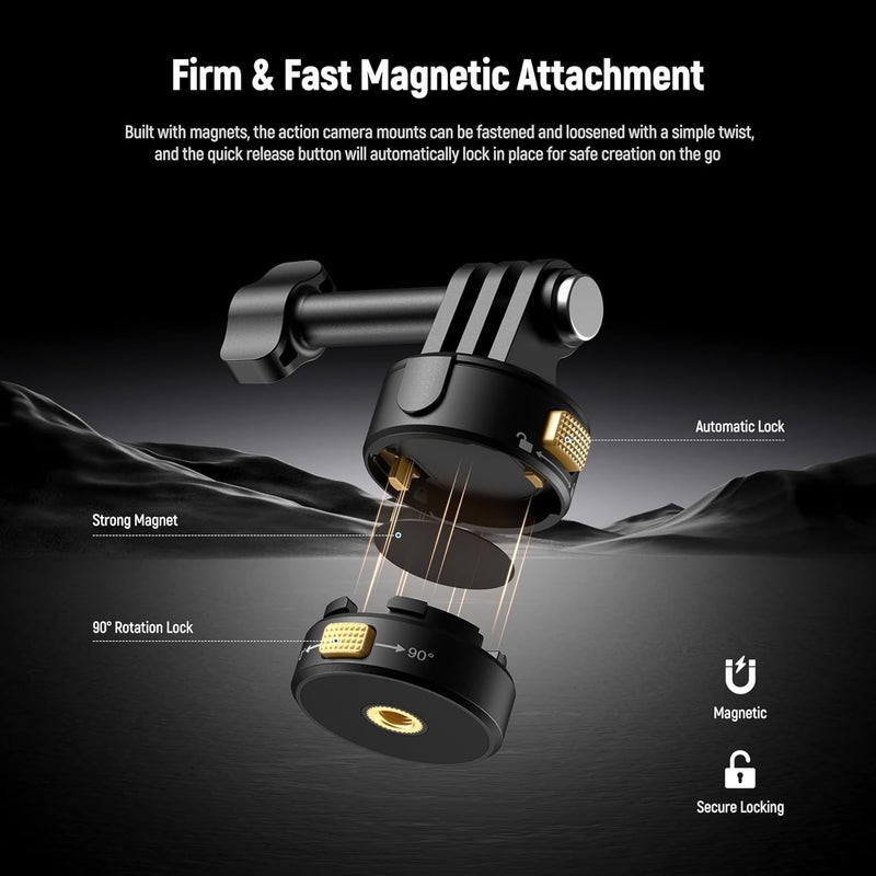 6 in 1 Action Camera Mount Kit with Magnetic Quick Release for POV Shots - Image 3