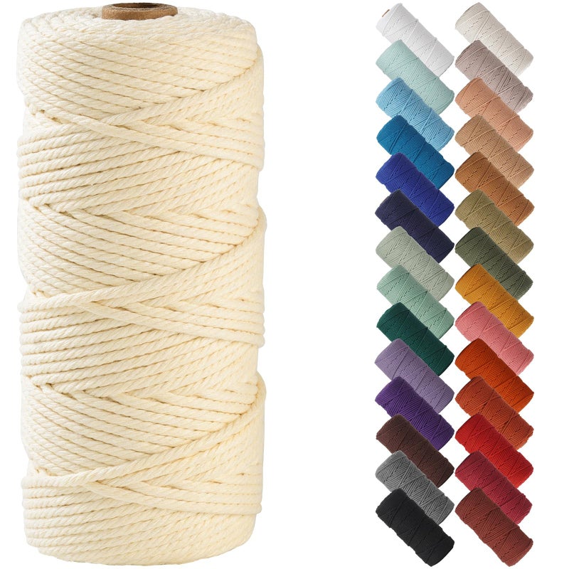 NOANTA Cream Yellow Macrame Cord 3mm x 109yards Cotton Rope Yarn Colorful Craft Cord for Wall Hanging Plant Hangers Crafts Knitting - Image 3