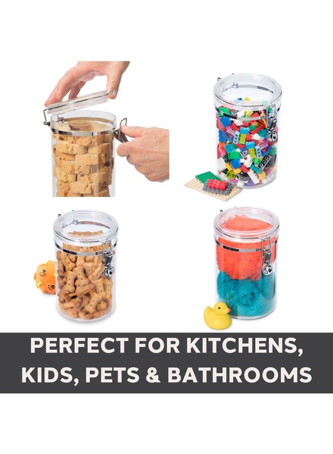 Oggi 4pc Clear Canister Set with Clamp Lids Airtight Containers in Sizes Ideal for Kitchen & Pantry Storage of Bulk, Dry Foods Including Flour, Sugar, Coffee, Rice, Tea, Spices & Herbs - Image 4