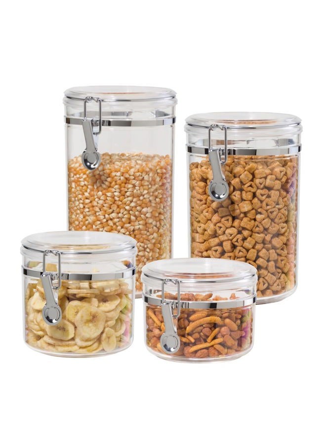 Oggi 4pc Clear Canister Set with Clamp Lids Airtight Containers in Sizes Ideal for Kitchen & Pantry Storage of Bulk, Dry Foods Including Flour, Sugar, Coffee, Rice, Tea, Spices & Herbs - Image 1
