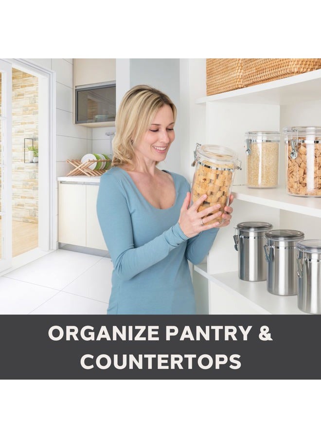 Oggi 4pc Clear Canister Set with Clamp Lids Airtight Containers in Sizes Ideal for Kitchen & Pantry Storage of Bulk, Dry Foods Including Flour, Sugar, Coffee, Rice, Tea, Spices & Herbs - Image 5