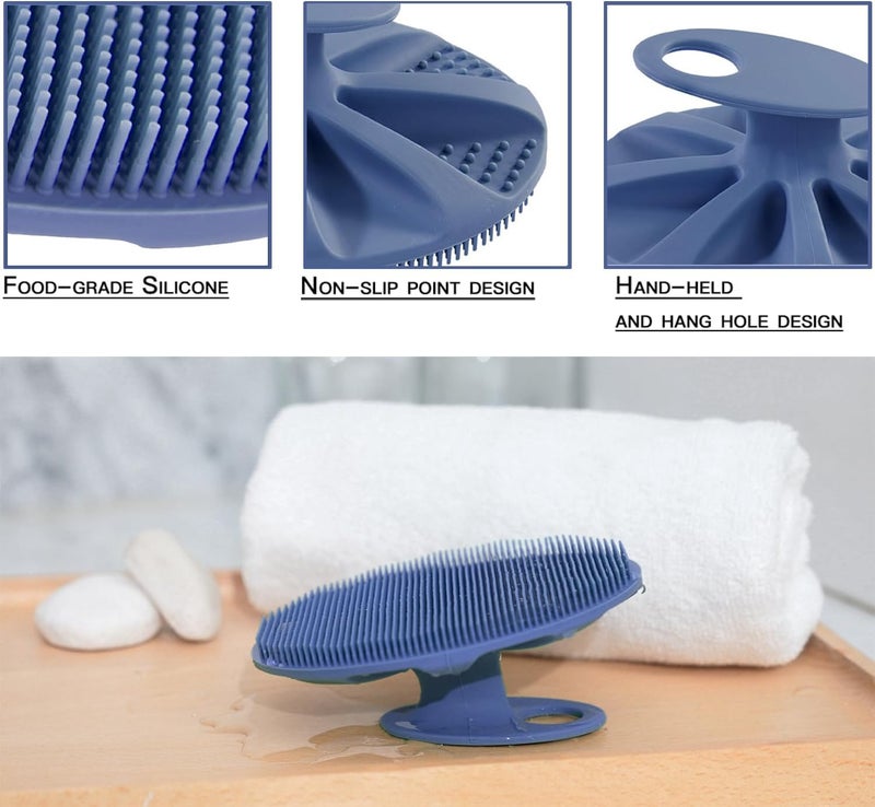 Innerneed Food-Grade Soft Silicone Body Cleansing Brush Shower Scrubber, Gentle Exfoliating and Massage for All Kinds of Skin (Dark Blue) - Image 2