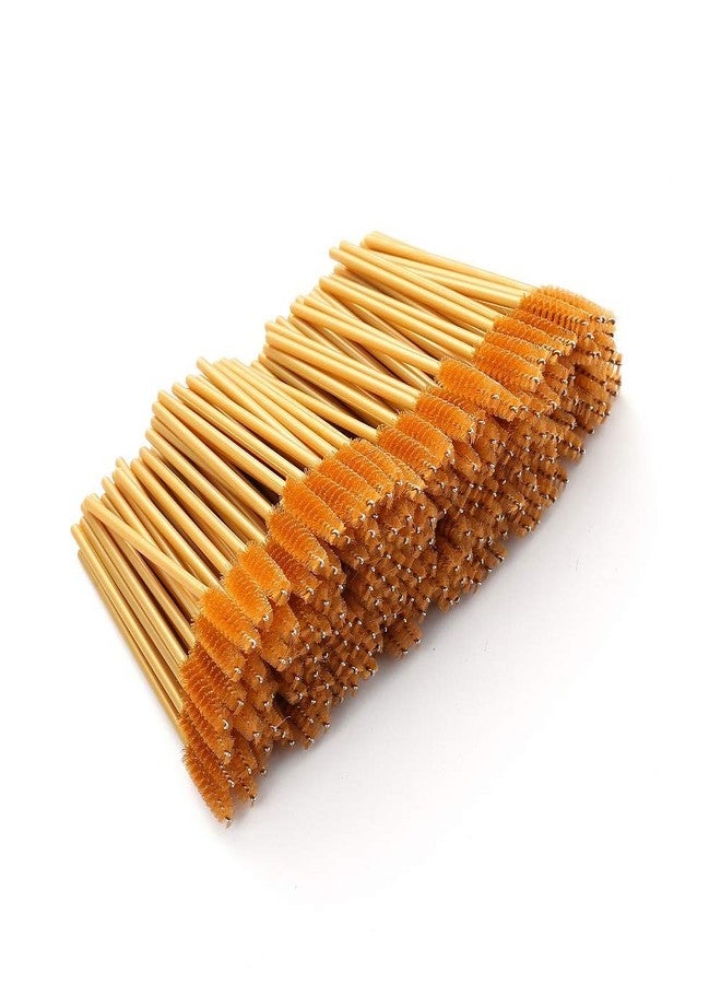 LASSKY 200Pcs Disposable Eyelash Mascara Brushes, Orange Nylon/Polyester Bristle Bamboo Handle Wand for Eyelashes, Mascara, Eyebrows - Image 1