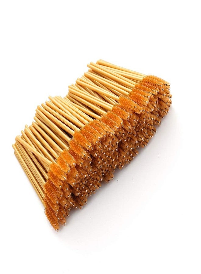LASSKY 200Pcs Disposable Eyelash Mascara Brushes, Orange Nylon/Polyester Bristle Bamboo Handle Wand for Eyelashes, Mascara, Eyebrows - Image 2