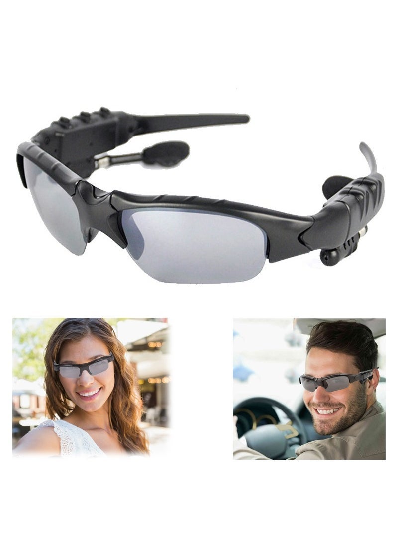 Bluetooth Sunglasses Wireless Music Sunglasses Men Women Sports Sunglasses Smart Glasses Handfree Call Headphone Stereo Sound with Mic for Smart Phone Outdoor Travel Driving Cycling (Gray Black) - Image 1