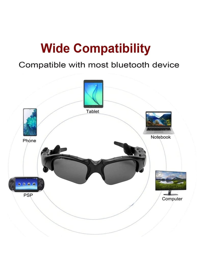 Bluetooth Sunglasses Wireless Music Sunglasses Men Women Sports Sunglasses Smart Glasses Handfree Call Headphone Stereo Sound with Mic for Smart Phone Outdoor Travel Driving Cycling (Gray Black) - Image 4