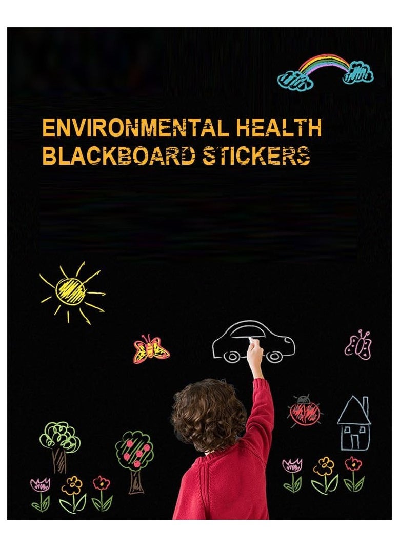 RATSAW Black Chalkboard Wall Sticker 45 x 200 cm with 5 Color Chalks Self Adhesive, Erasable and Waterproof  - Image 2