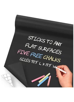 RATSAW Black Chalkboard Wall Sticker 45 x 200 cm with 5 Color Chalks Self Adhesive, Erasable and Waterproof  - Image 4