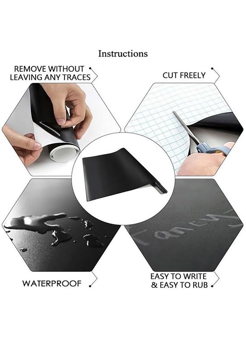 RATSAW Black Chalkboard Wall Sticker 45 x 200 cm with 5 Color Chalks Self Adhesive, Erasable and Waterproof  - Image 3