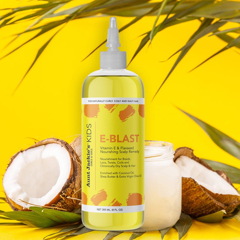 Aunt Jackie's Kids E-Blast Daily Oil for Dry Scalp, Vitamin E and Flaxseed Nourishing Scalp Remedy for Naturally Curly, Coily and Wavy Hair, 8 oz - Image 2
