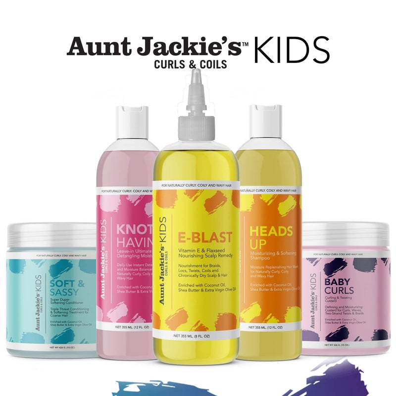 Aunt Jackie's Kids E-Blast Daily Oil for Dry Scalp, Vitamin E and Flaxseed Nourishing Scalp Remedy for Naturally Curly, Coily and Wavy Hair, 8 oz - Image 3