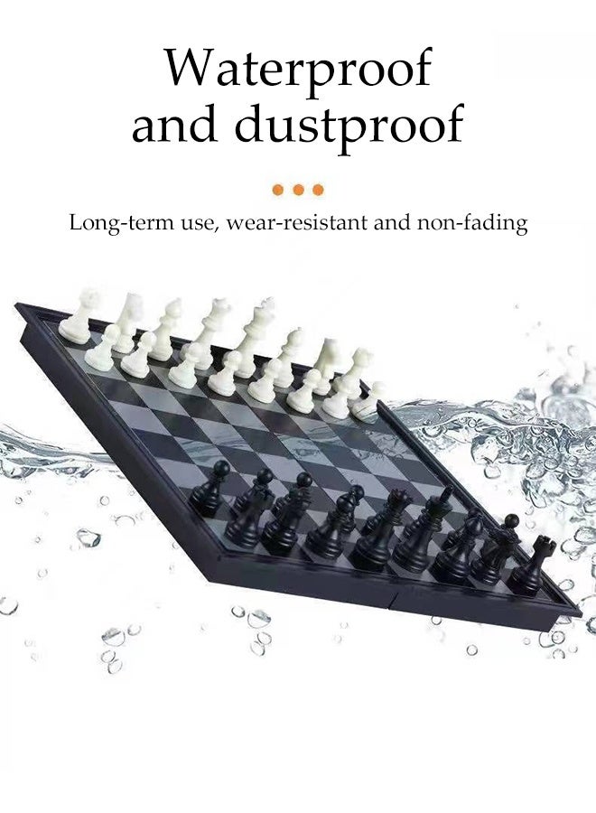DUNISO مجموعة شطرنج مغناطيسية ألعاب لوحية بلاستيكية قابلة للطي مجموعة شطرنج محمولة 9.8" ألعاب شطرنج سفر ألعاب تقليدية استراتيجية للأطفال والكبار ألعاب تعليمية هدايا - Image 5