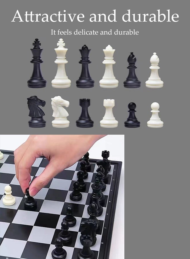 DUNISO مجموعة شطرنج مغناطيسية ألعاب لوحية بلاستيكية قابلة للطي مجموعة شطرنج محمولة 9.8" ألعاب شطرنج سفر ألعاب تقليدية استراتيجية للأطفال والكبار ألعاب تعليمية هدايا - Image 3