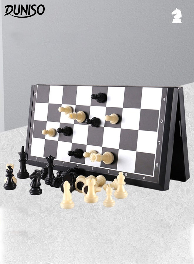 DUNISO مجموعة شطرنج مغناطيسية ألعاب لوحية بلاستيكية قابلة للطي مجموعة شطرنج محمولة 9.8" ألعاب شطرنج سفر ألعاب تقليدية استراتيجية للأطفال والكبار ألعاب تعليمية هدايا - Image 1