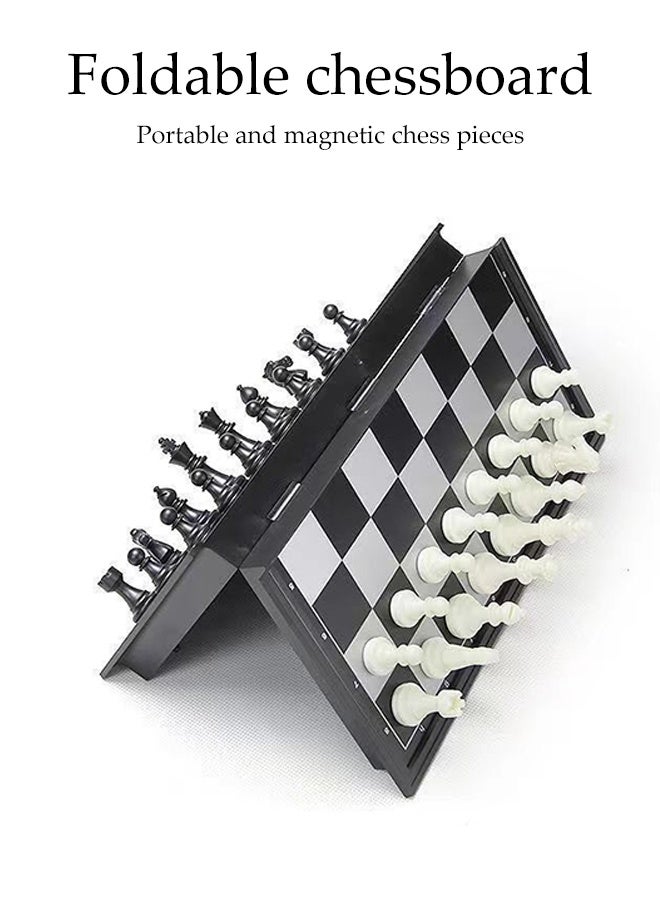 DUNISO مجموعة شطرنج مغناطيسية ألعاب لوحية بلاستيكية قابلة للطي مجموعة شطرنج محمولة 9.8" ألعاب شطرنج سفر ألعاب تقليدية استراتيجية للأطفال والكبار ألعاب تعليمية هدايا - Image 2