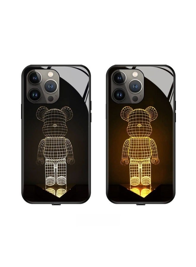 ريوكل حافظة هاتف آيفون ملونة لامعة من زجاج مقوى لحماية الهاتف المحمول مع التحكم الصوتي في المكالمات، حافظة هاتف مخصصة للنساء الأنيقات والرجال العصريين - Image 2