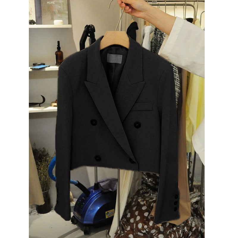 Short Suit Jacket Womens Spring Summer Autumn Internet Popular Casual British Style Short Korean Style Suit Top 9002 black - Image 3