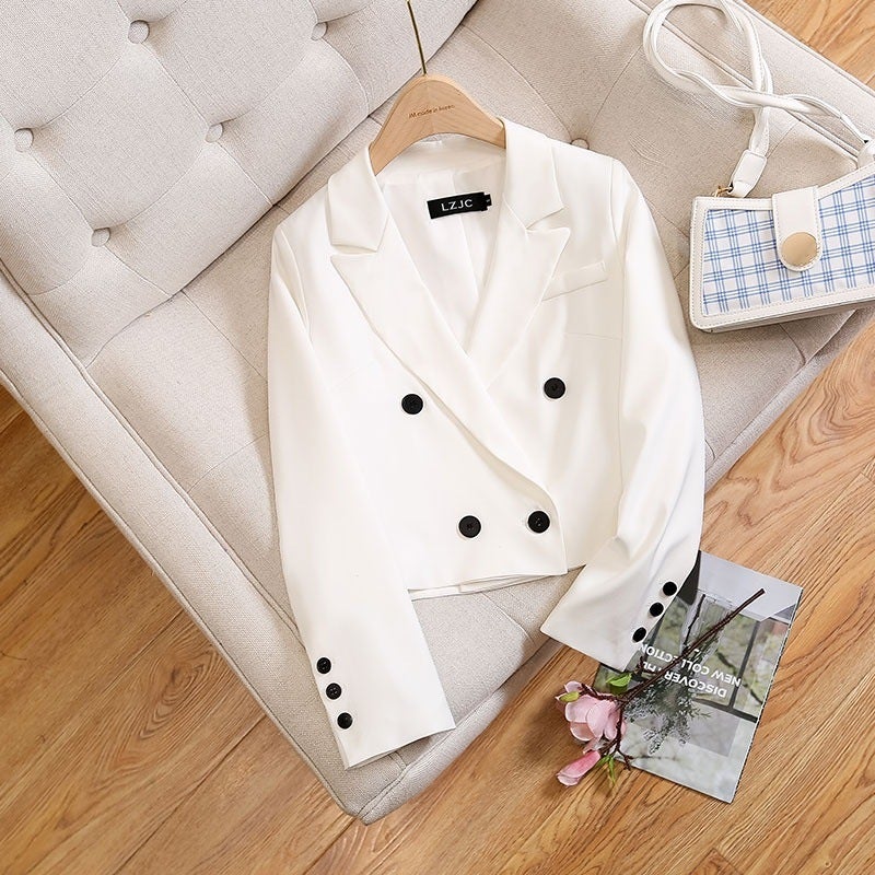 Short Suit Jacket Womens Spring Summer Autumn Internet Popular Casual British Style Short Korean Style Suit Top 9002 black - Image 4