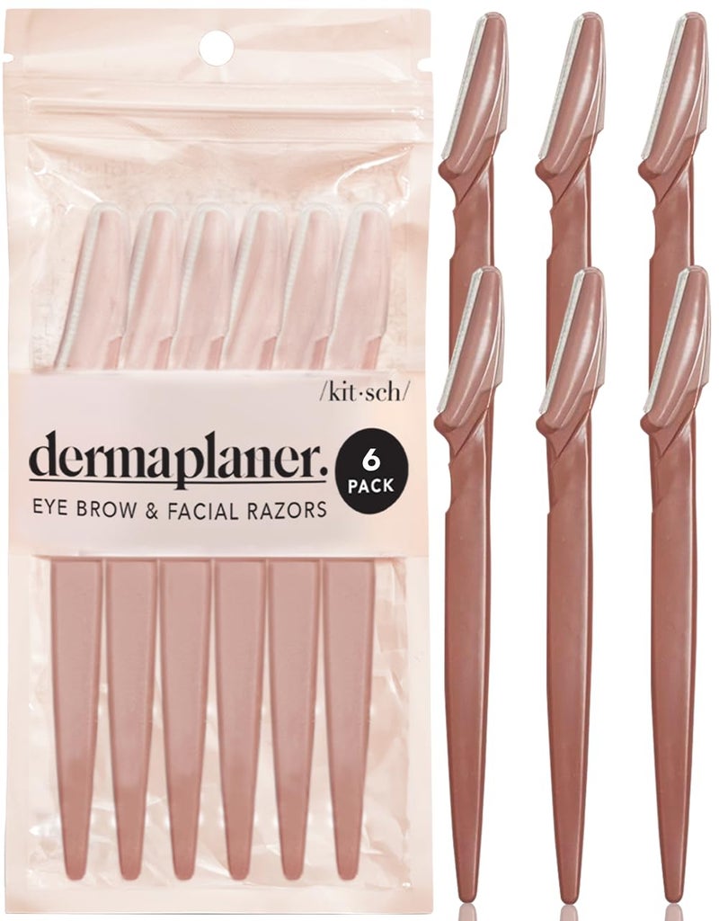 Kitsch Dermaplaning Tool  Face Razors for Women and Men Eyebrow Trimmer and Face Shaver Facial Hair Removal Facial Razors for Women and Men Dermaplane Razor  6 pc Terracotta