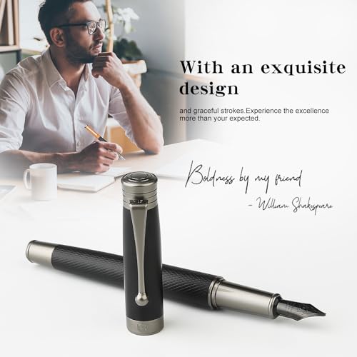 GC QUILL Fountain Pen Set - Fine & Medium Nibs, Includes 18 Ink Cartridges, Ink Refill Converter & Syringe Filler, Gift for Writing, Journaling & Calligraphy MU-13 - Image 4