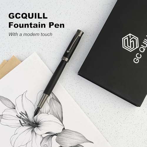 GC QUILL Fountain Pen Set - Fine & Medium Nibs, Includes 18 Ink Cartridges, Ink Refill Converter & Syringe Filler, Gift for Writing, Journaling & Calligraphy MU-13 - Image 2
