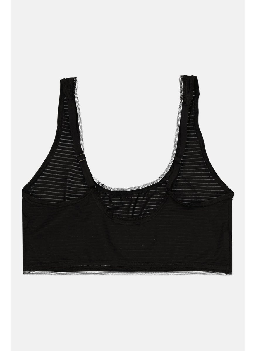 sloggi Women Striped Non Padded Ever Fresh Plus Top Bra, Black  - Image 2