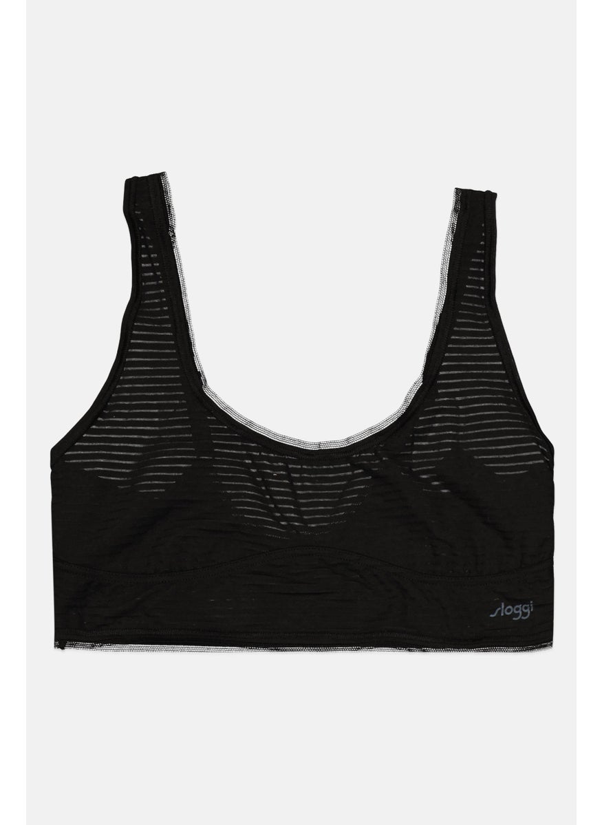 sloggi Women Striped Non Padded Ever Fresh Plus Top Bra, Black  - Image 1