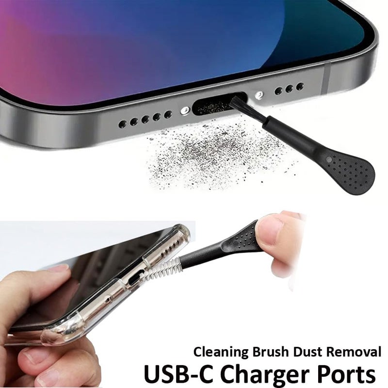 Mizi Store غطاء USB C ضد الغبار، 4 عبوات غطاء حماية منفذ الشحن من الغبار لنظام iPhone 17 Pro، ملحقات تنظيف كاملة - أسود - Image 5