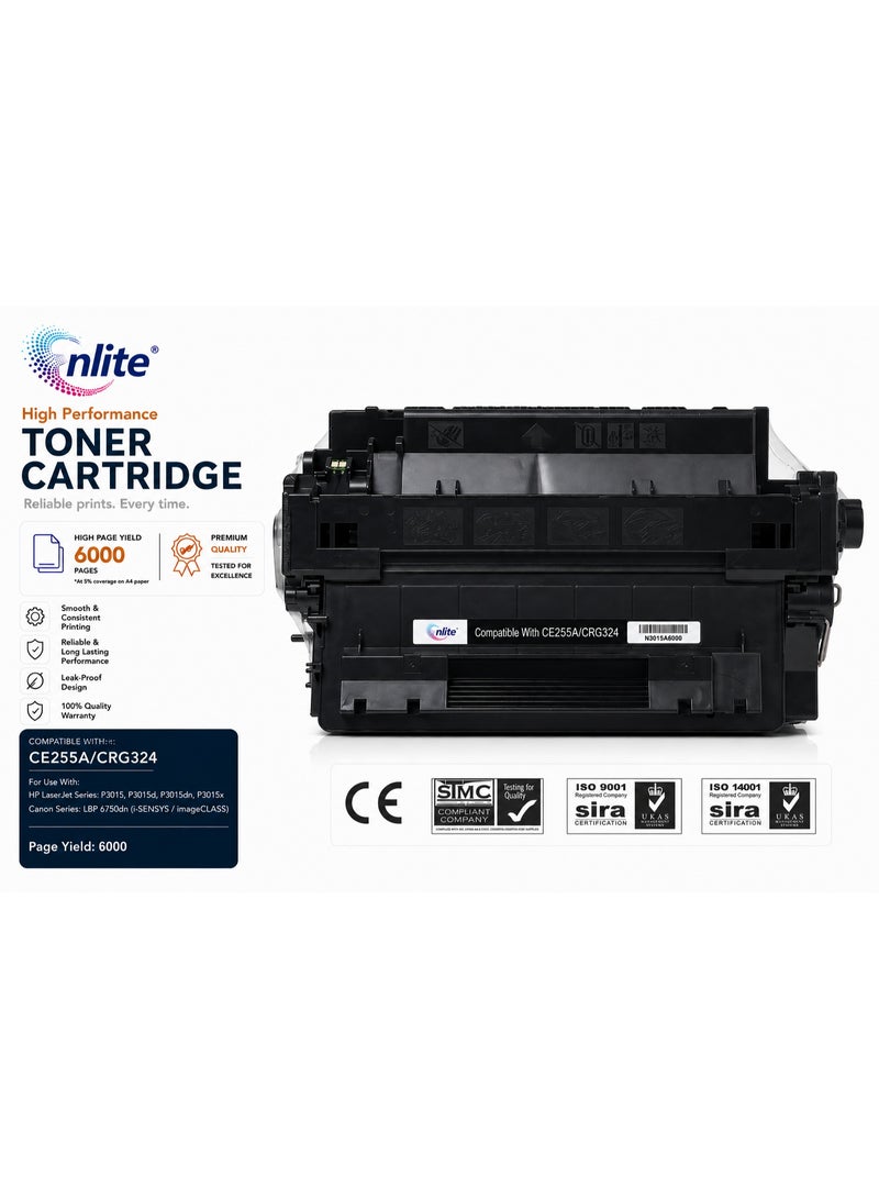 إنلايت 55a/324 خرطوشة حبر طابعة متوافقة مع Enlite CE255A / CRG324 لطابعات اتش بي HP LaserJet P3015 وكانون Canon LBP 6750dn - Image 2