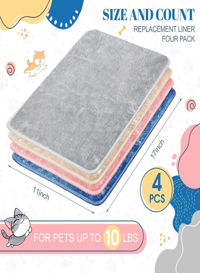 Drydiet 4 Pcs Pet Carrier Pad Travel Pet Reversible Dog Mat Replacement Liners for Travel Dog Bed Pad Washable Plush Cashmere Double Sided Bed Mat for Cat Kennel Crate (Colorful,17 x 11 Inch) - Image 2